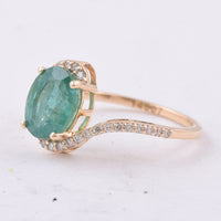 2.01 Ct Oval Natural Emerald 14K Gold Ring