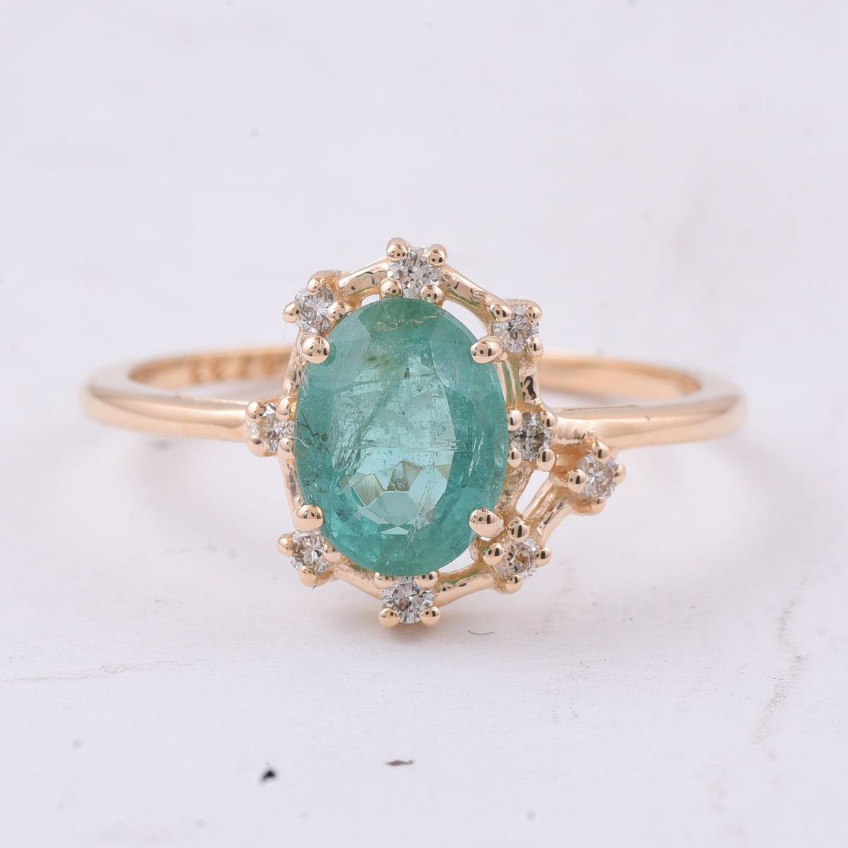 1.29 Ct Oval Natural Emerald 14K Gold Ring