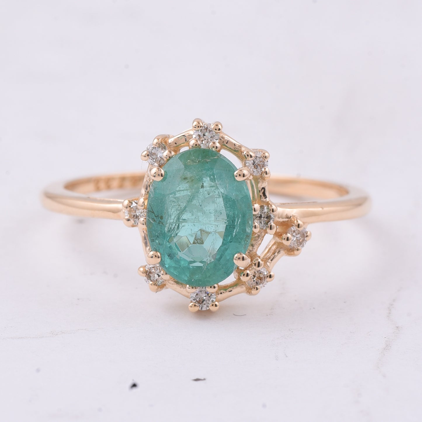 1.29 Ct Oval Natural Emerald 14K Gold Ring