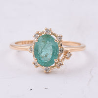 1.29 Ct Oval Natural Emerald 14K Gold Ring