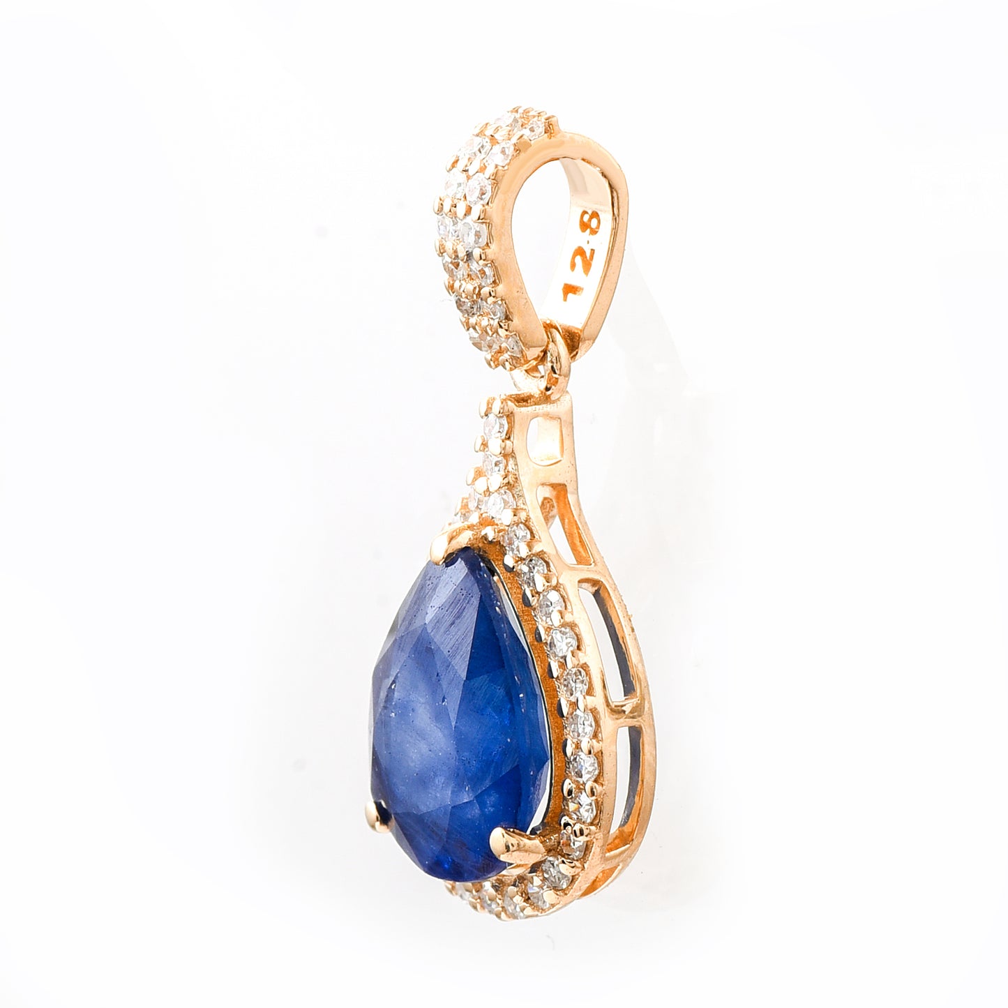 1.79 Ct Pear Mixed Cut Natural Sapphire 14K Gold Pendant