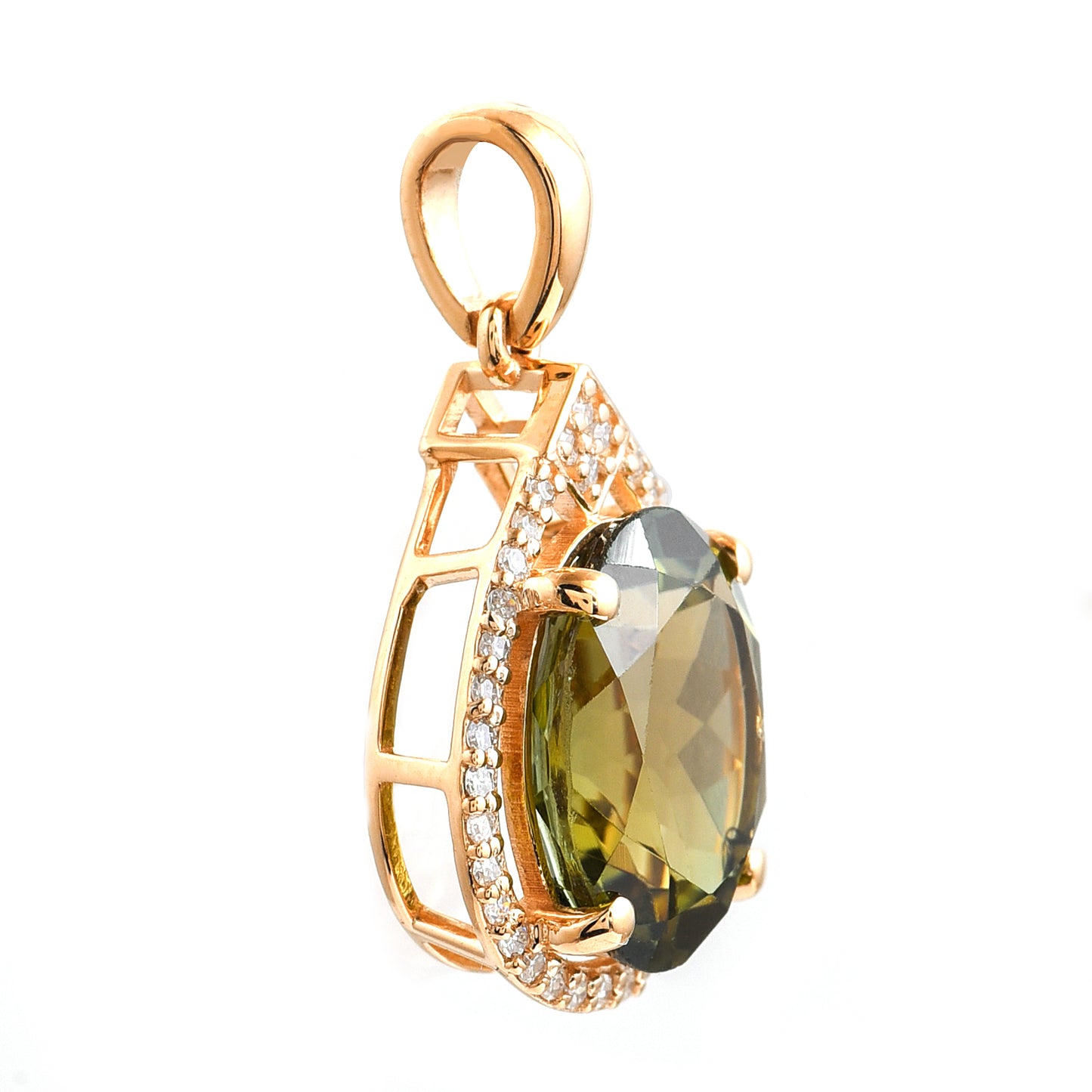 1.19 Ct Oval Mixed Cut Natural Tourmaline 14K Gold Pendant