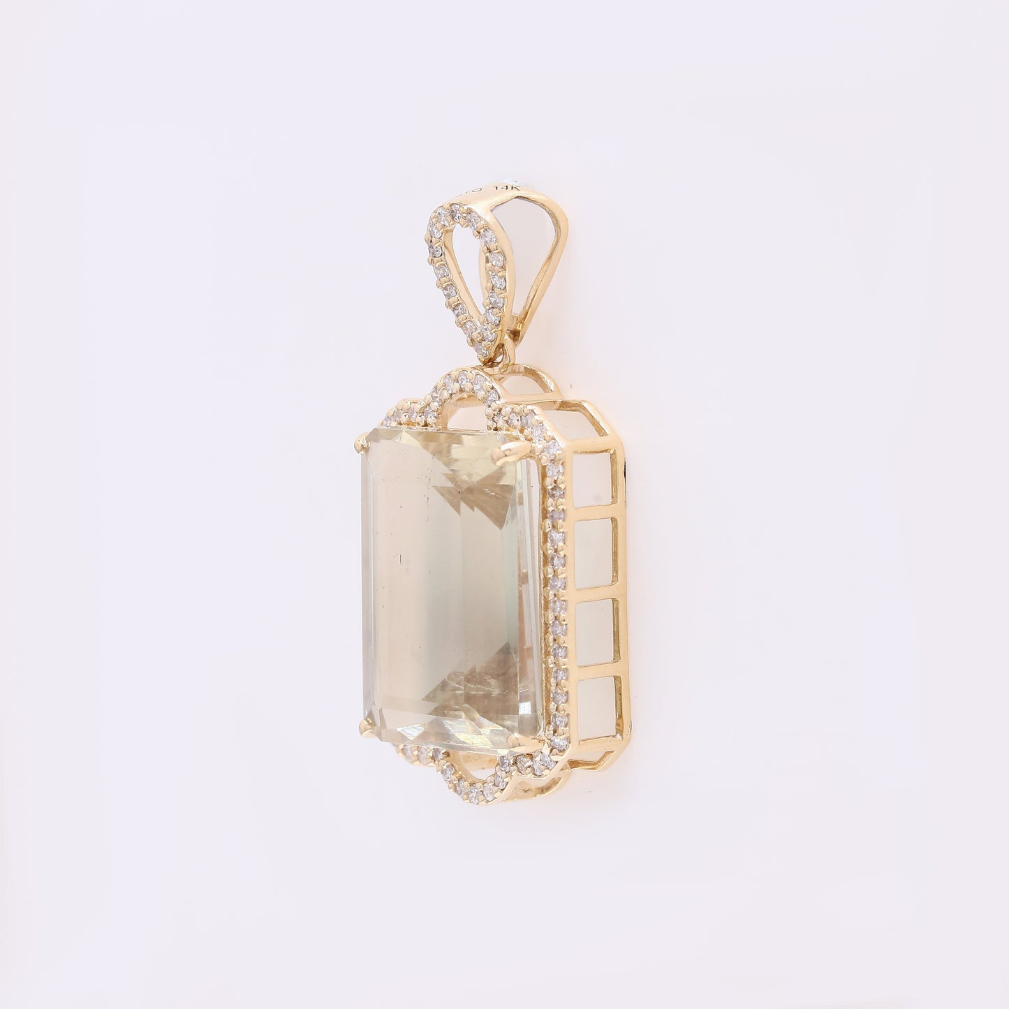 8.01 Ct Octagon Step Cut Natural Sunstone 14K Gold Pendant