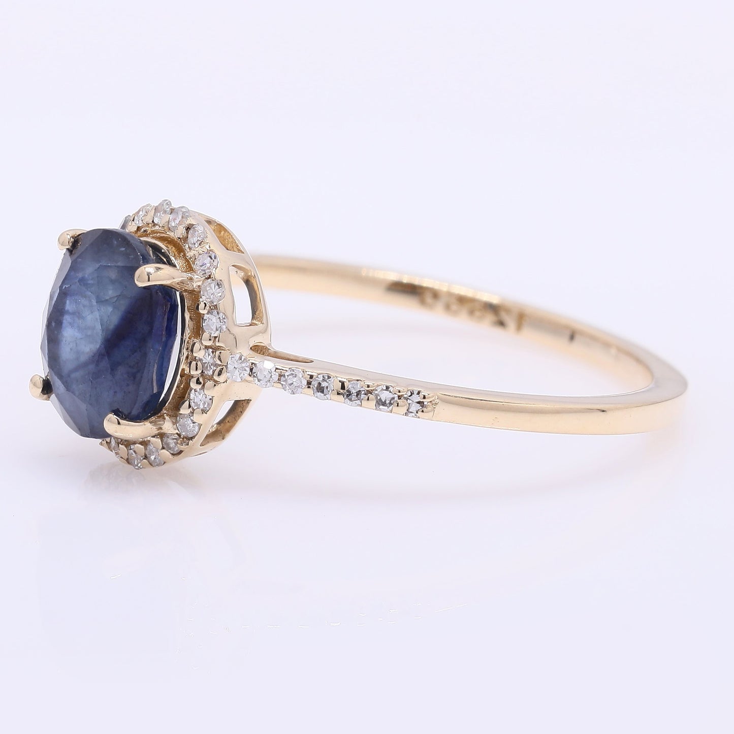 1.86 Ct Oval Mixed Cut Natural Sapphire 14K Gold Ring