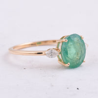 1.89 Ct Oval Natural Emerald 14K Gold Ring