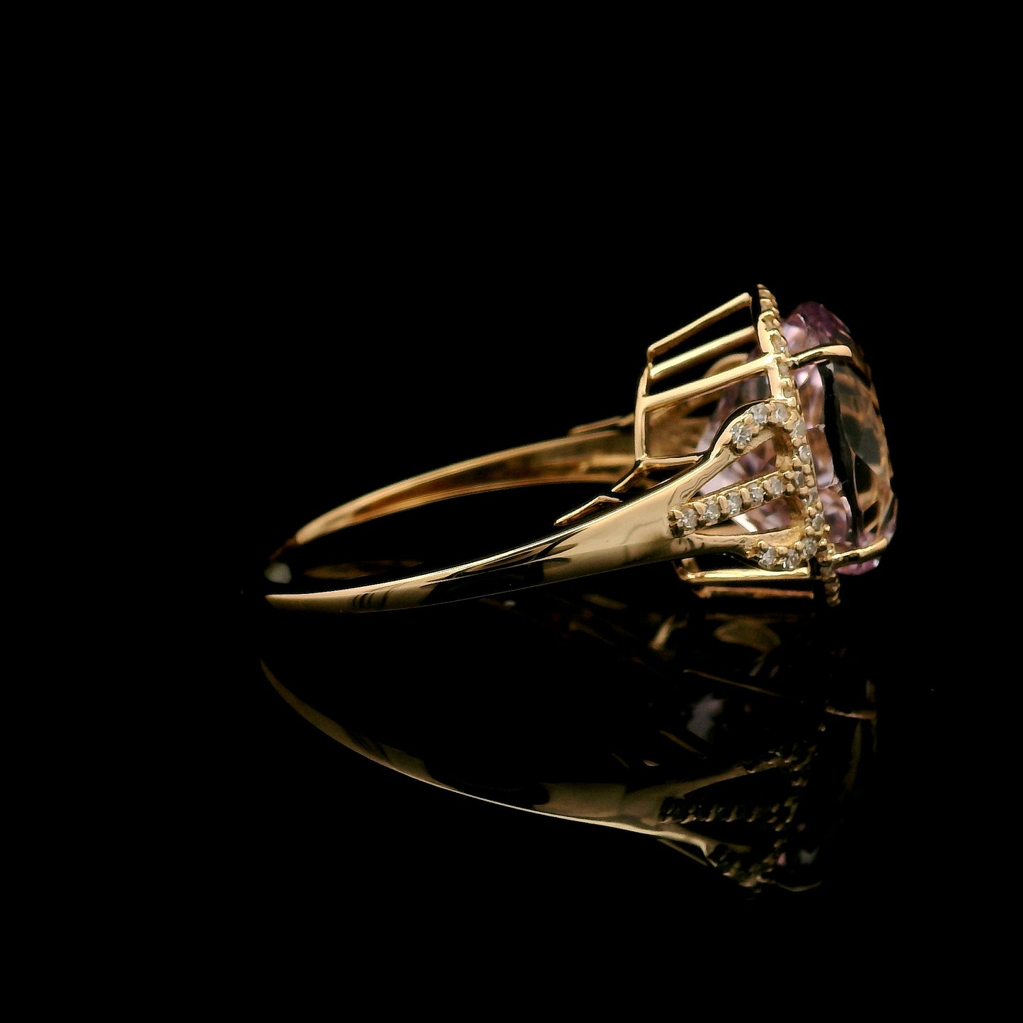 6.48 Ct Oval Kunzite 14K Gold Ring