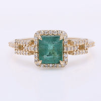 1.42 Ct Octagon Step Cut Natural Emerald 14K Gold Ring