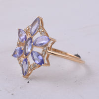 1.58 Ct Marquise Natural Tanzanite 14K Gold Ring