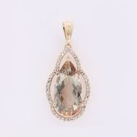 2.96 Ct Pear Mixed Cut Natural Sunstone 14K Gold Pendant