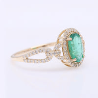 1.26 Ct Oval Mixed Cut Natural Emerald 14K Gold Ring