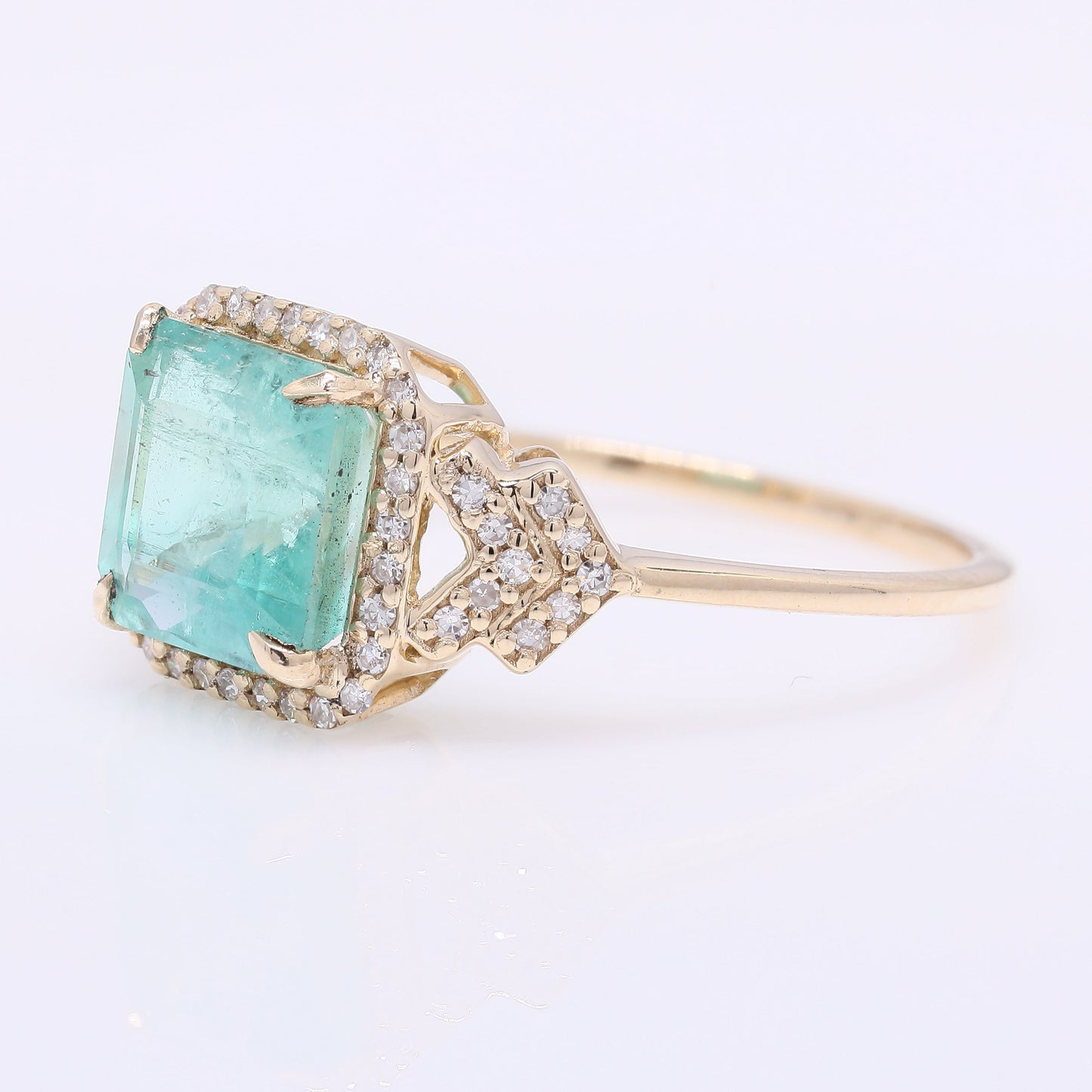 2.48 Ct Octagon Step Cut Natural Emerald 14K Gold Ring