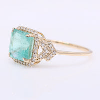 2.48 Ct Octagon Step Cut Natural Emerald 14K Gold Ring
