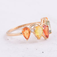 2.20 Ct Pear Natural Multi Coloured Sapphire 14K Gold Ring