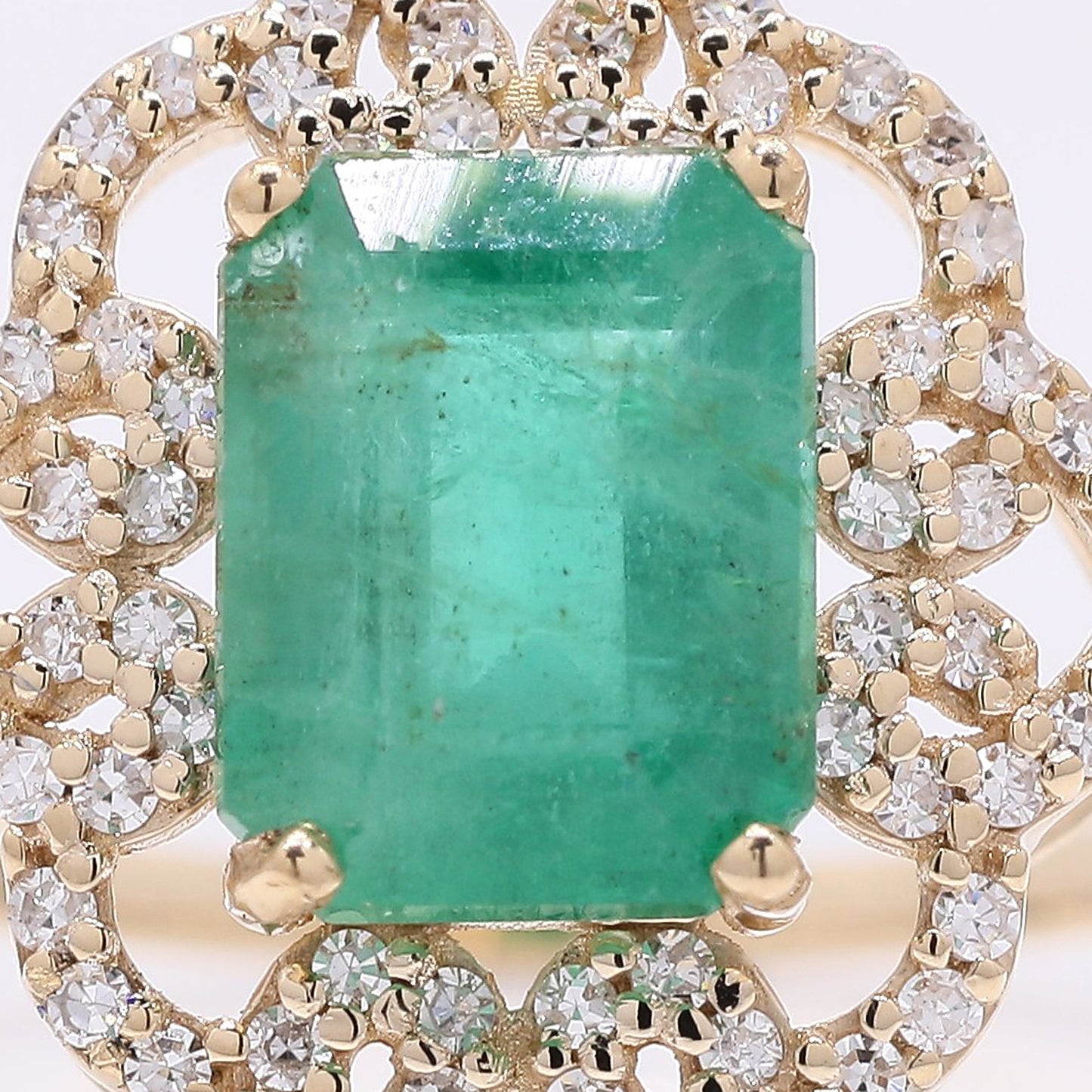 2.12 Ct Octagon Step Cut Natural Emerald 14K Gold Ring