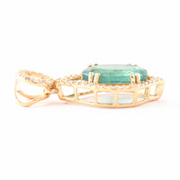 1.89 Ct Oval Mixed Cut Natural Emerald 14K Gold Pendant