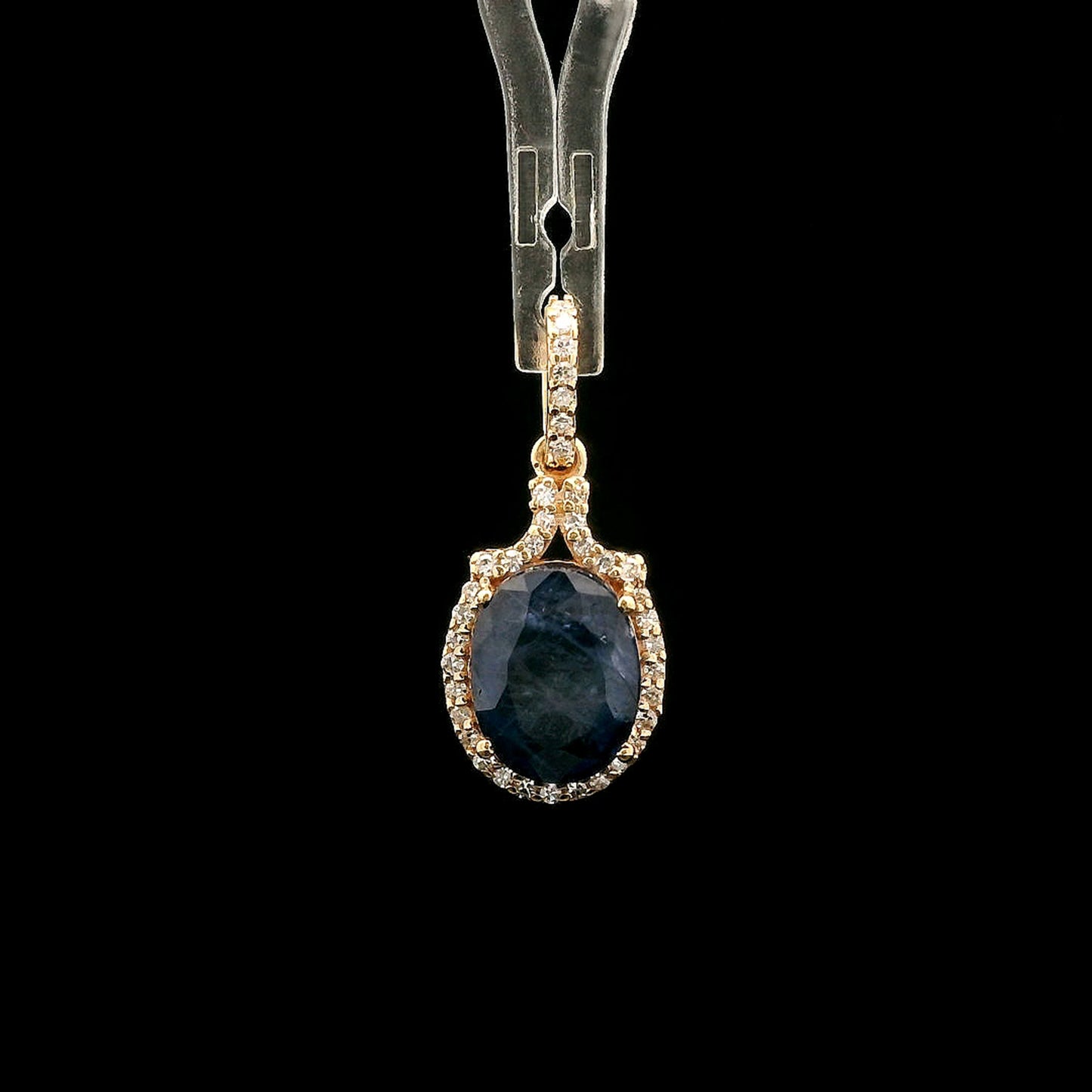 2.48 Ct Oval Mixed Cut Natural Sapphire 14K Gold Pendant