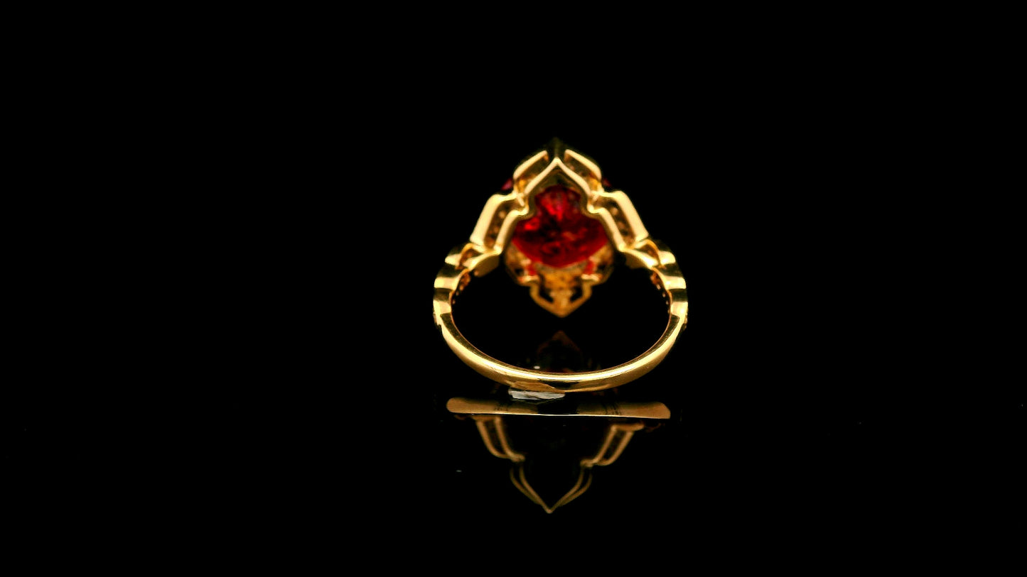 5.97 Ct Cushion Lab Grown Ruby 14K Gold Ring