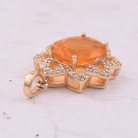 1.79 Ct Oval Mixed Cut Natural Fire Opal 14K Gold Pendant