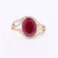 2.78 Ct Oval Mixed Cut Natural Ruby 14K Gold Ring
