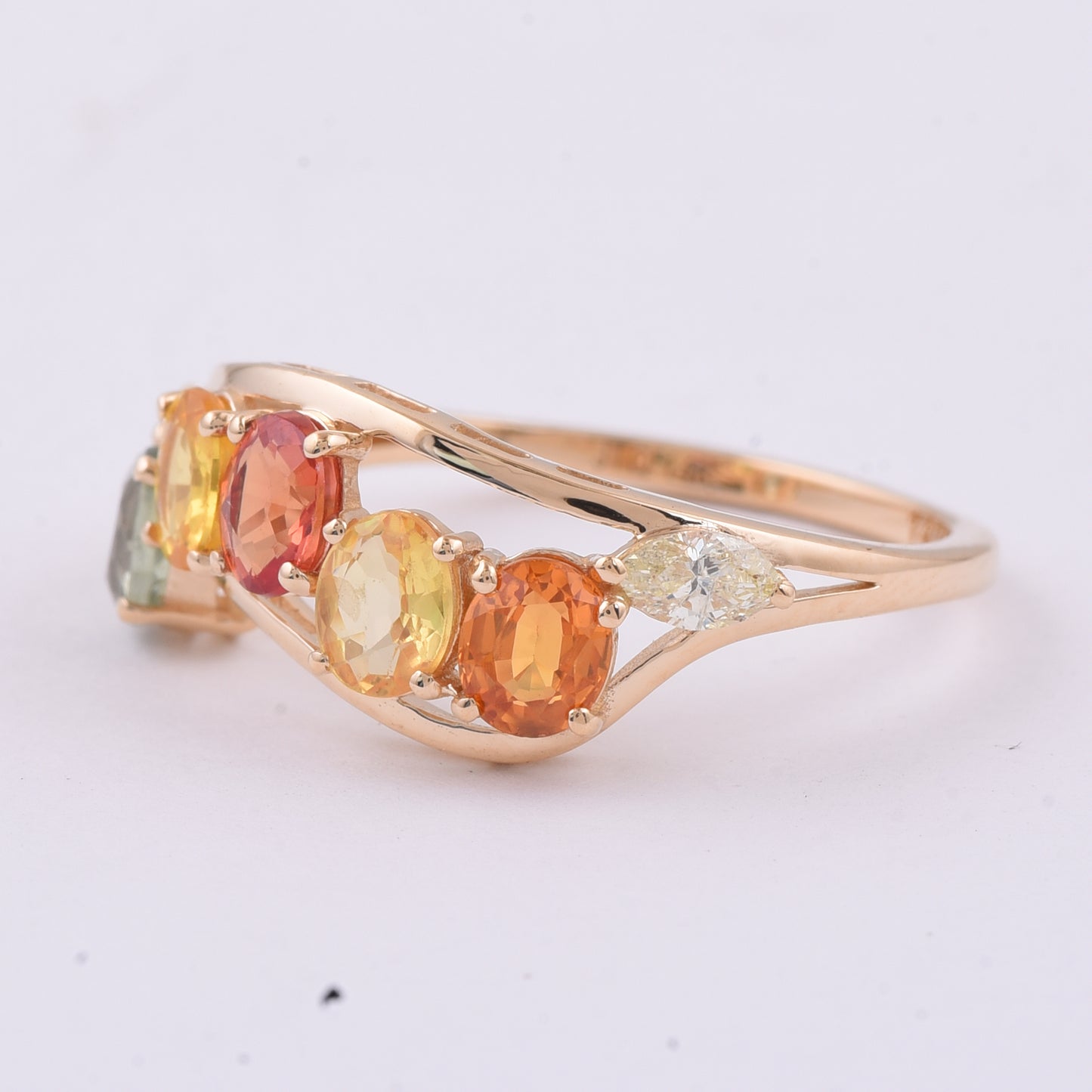 2.03 Ct Oval Natural Multi-Coloured Sapphire 14K Gold Ring