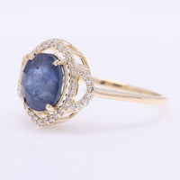 2.79 Ct Oval Mixed Cut Natural Sapphire 14K Gold Ring
