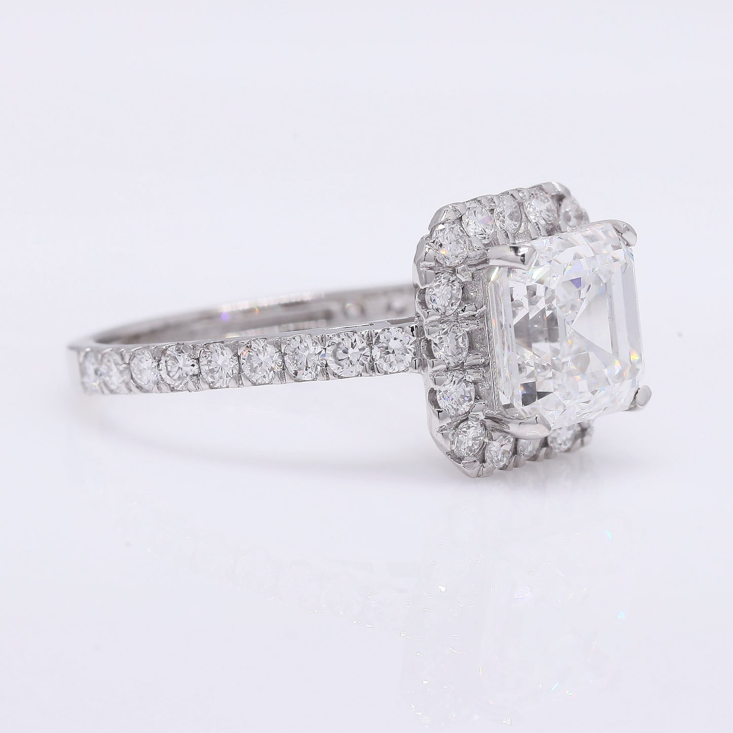 3.77 Ct Square Emerald Cut Lab Grown Diamond 950 Platinum Ring