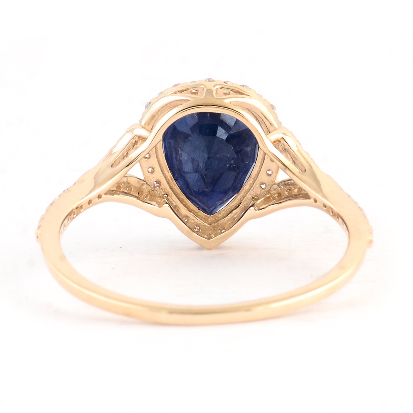 2.50 Ct Pear Mixed Cut Natural Corundum Sapphire 14K Gold Ring