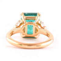 6.11 Ct Octagonal Step Cut Natural Beryl Emerald 18K Gold Ring