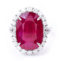 13.30 Ct Cushion Ruby 950 Platinum Ring