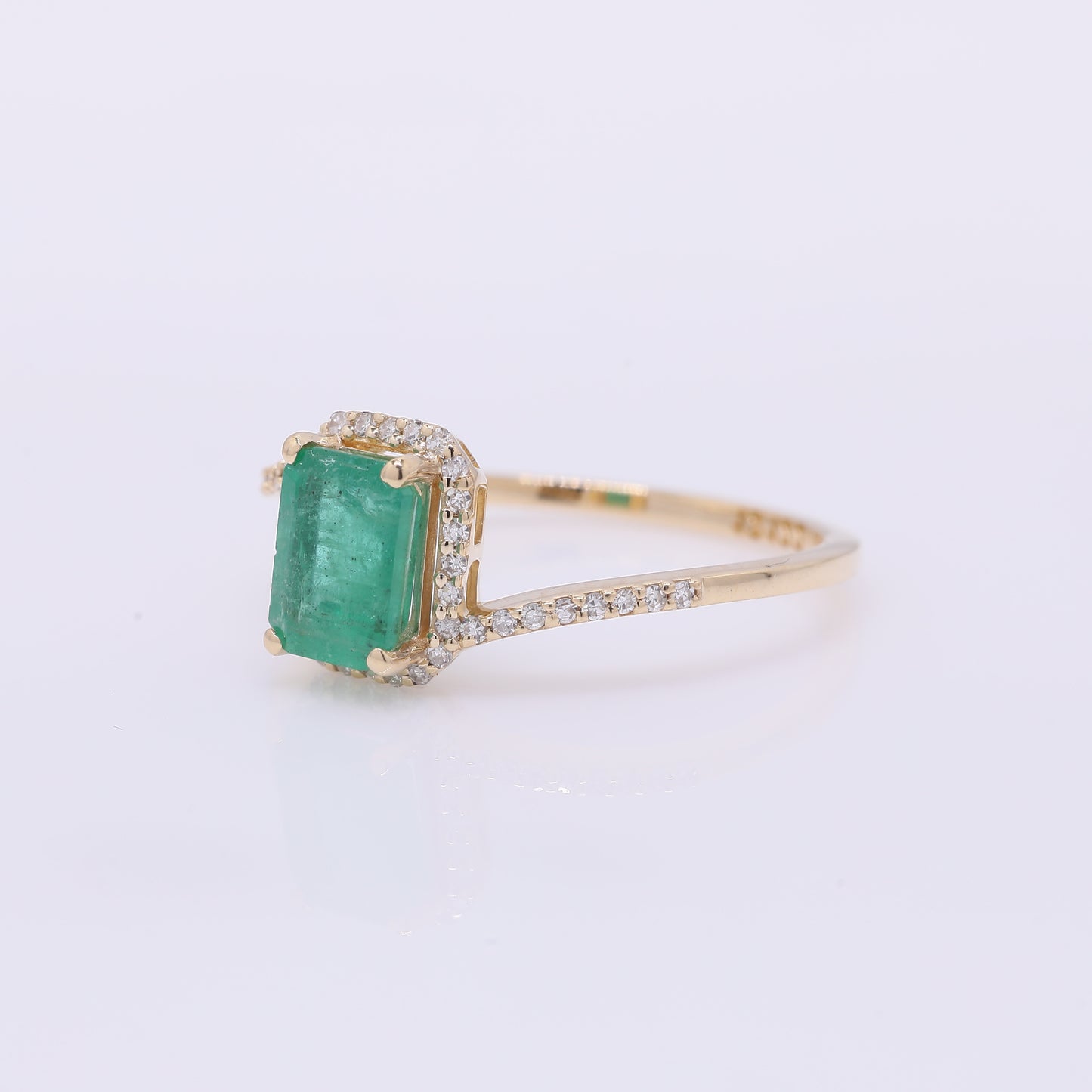 1.19 Ct Octagon Step Cut Natural Emerald 14K Gold Ring