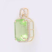 7.59 Ct Octagon Step Cut Natural Peridot 14K Gold Pendant