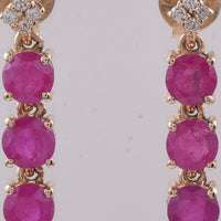 1.42 Ct Round Natural Ruby 14K Gold Earrings