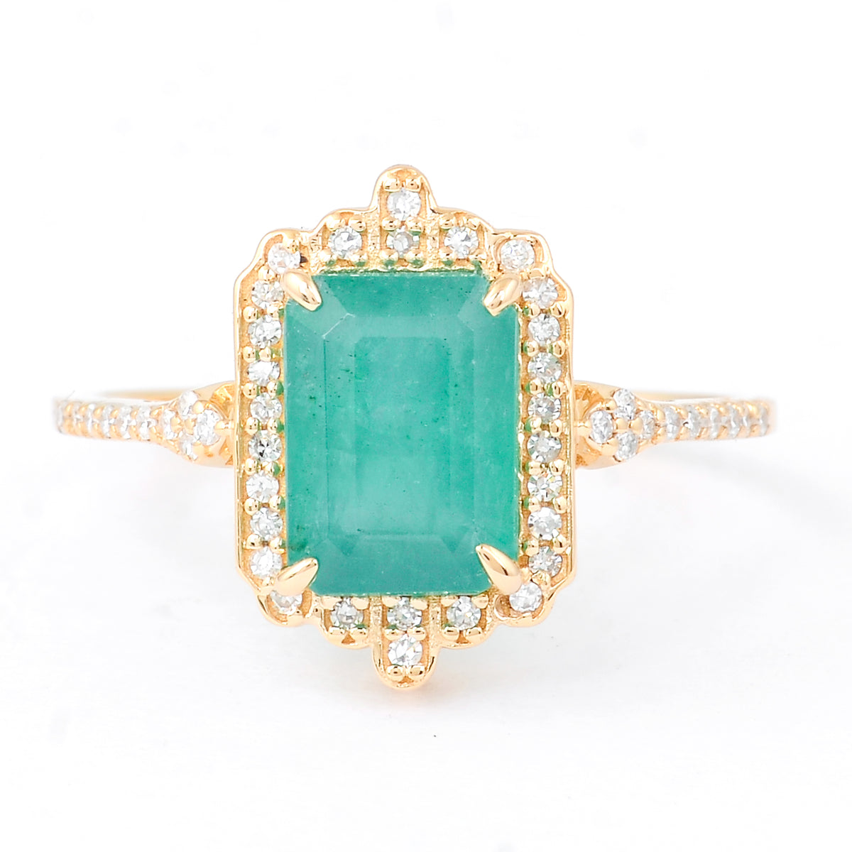 2.36 Ct Octagon Natural Emerald 14K Gold Ring