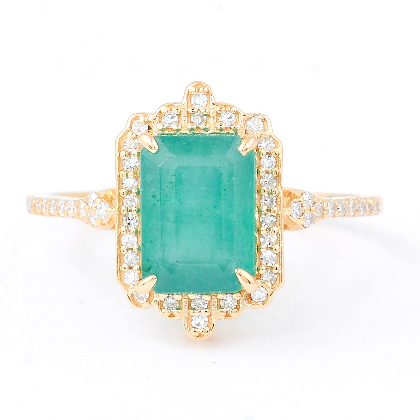 2.36 Ct Octagon Natural Emerald 14K Gold Ring