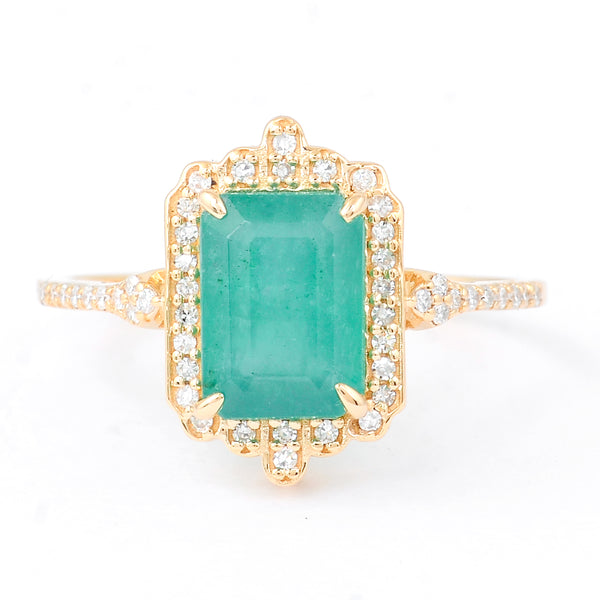 2.36 Ct Octagon Natural Emerald 14K Gold Ring