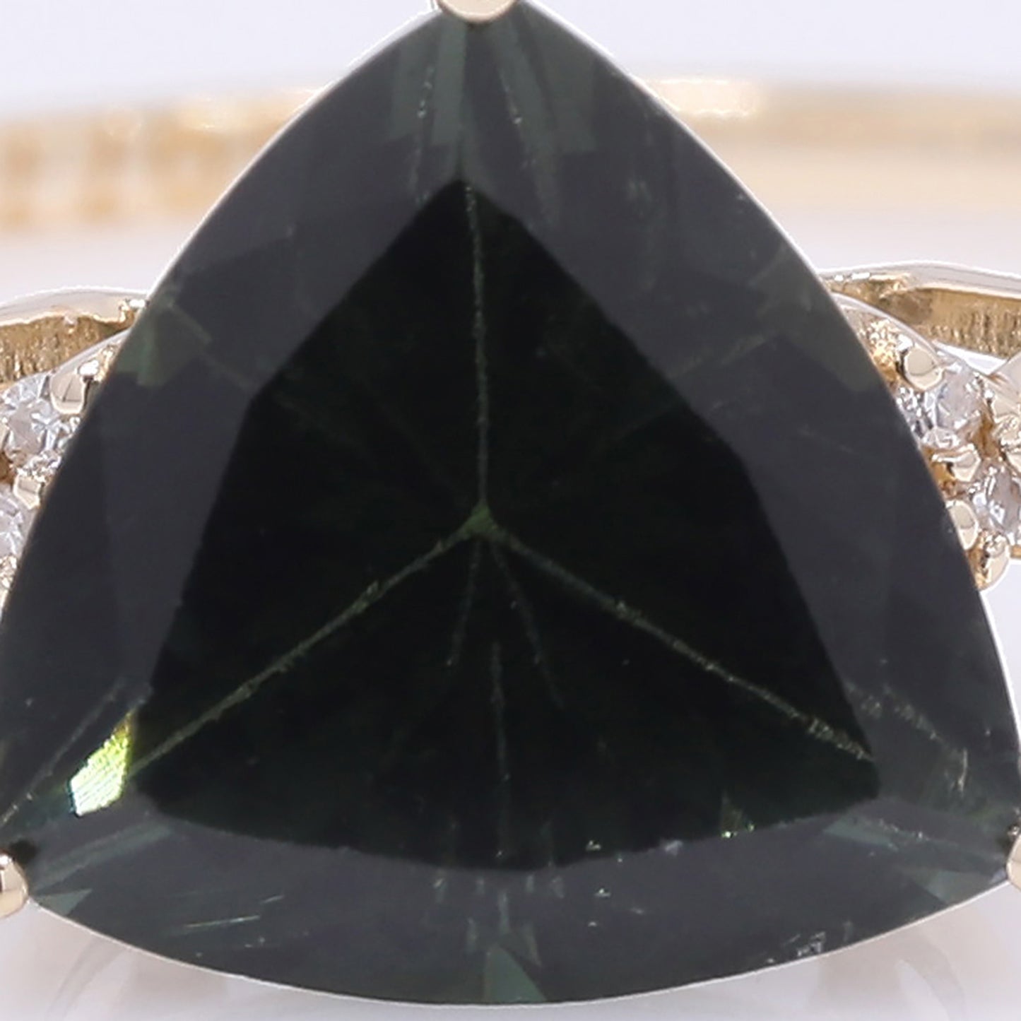 2.84 Ct Triangle Mixed Cut Natural Green Tourmaline 14K Gold Ring