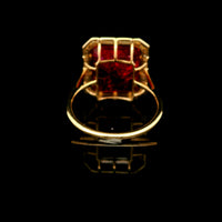 14.44 Ct Emerald Cut Lab Grown Ruby 14K Gold Ring