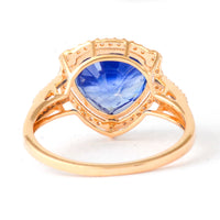 3.90 Ct Pear Mixed Cut Natural Sapphire 14K Gold Ring