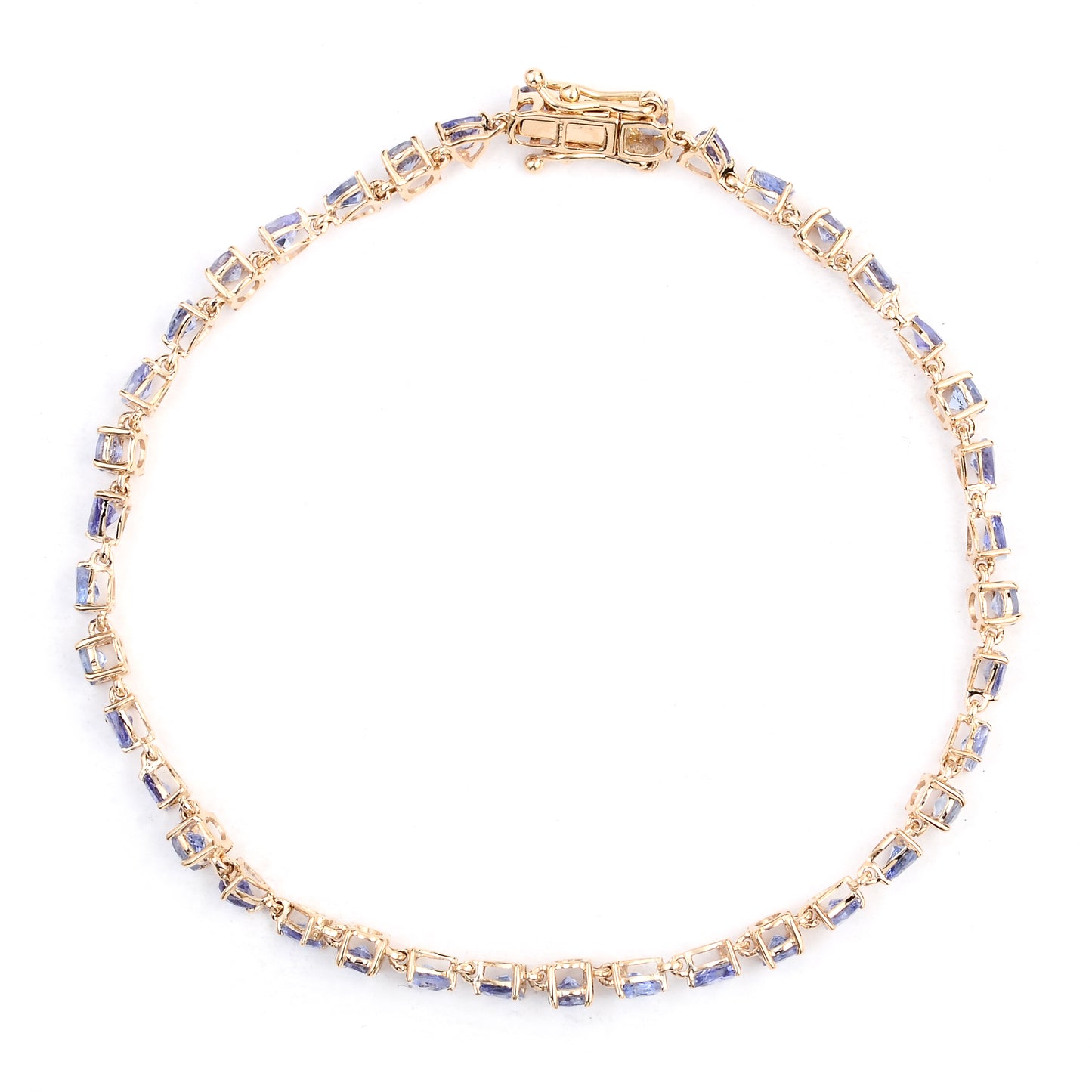 3.66 Ct Trillion Tanzanite 14K Gold Bracelet