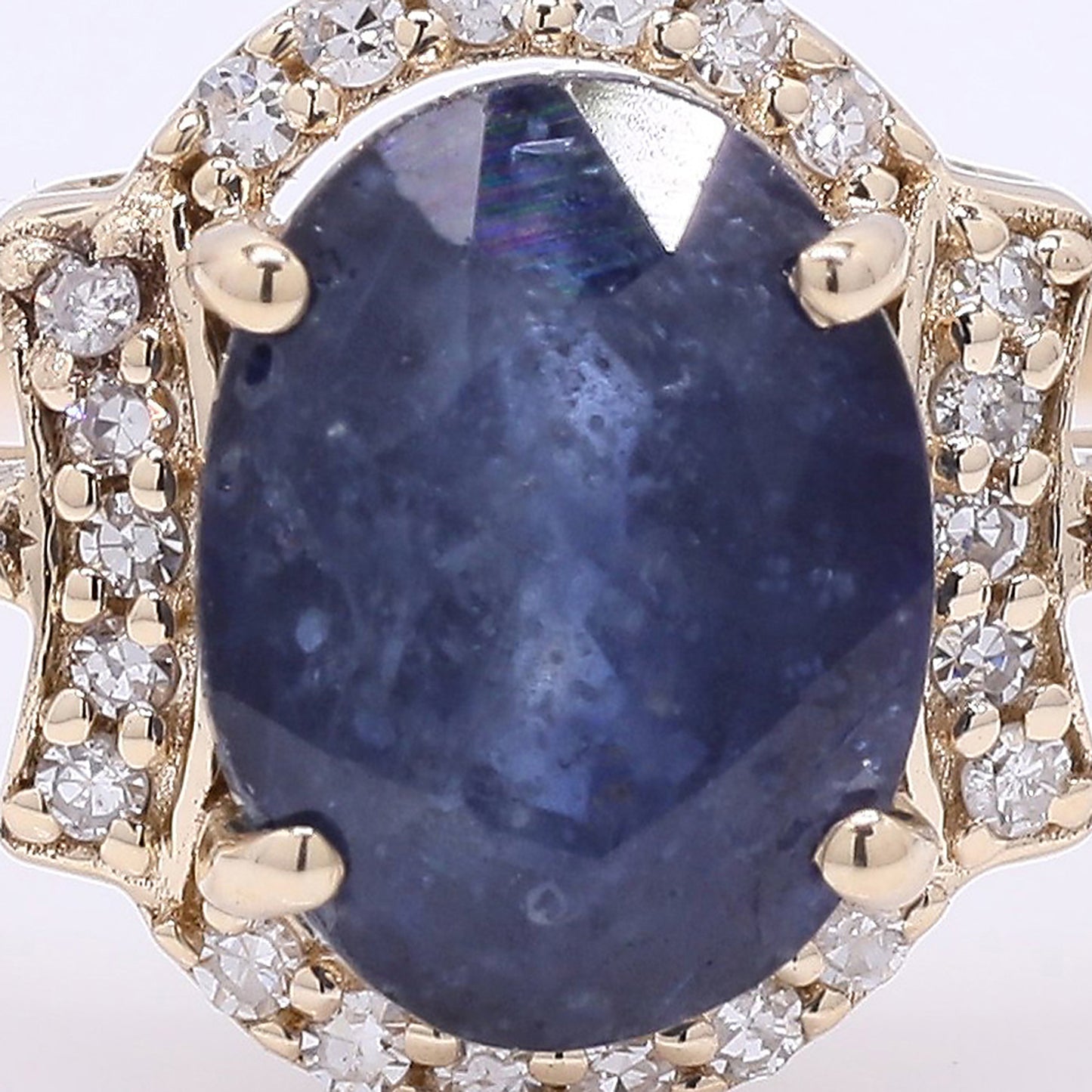 2.04 Ct Oval Mixed Cut Natural Sapphire 14K Gold Ring