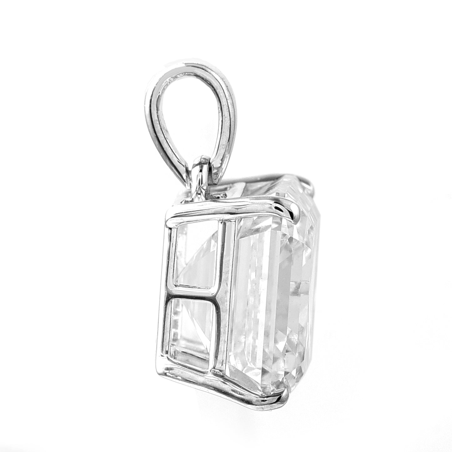 4.72 Ct Square Emerald Cut Lab Grown Diamond 14K Gold Pendant