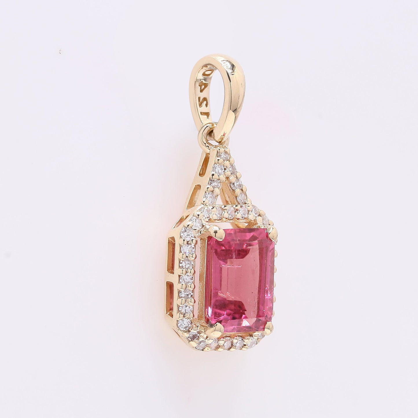 1.12 Ct Octagon Step Cut Natural Tourmaline 14K Gold Pendant