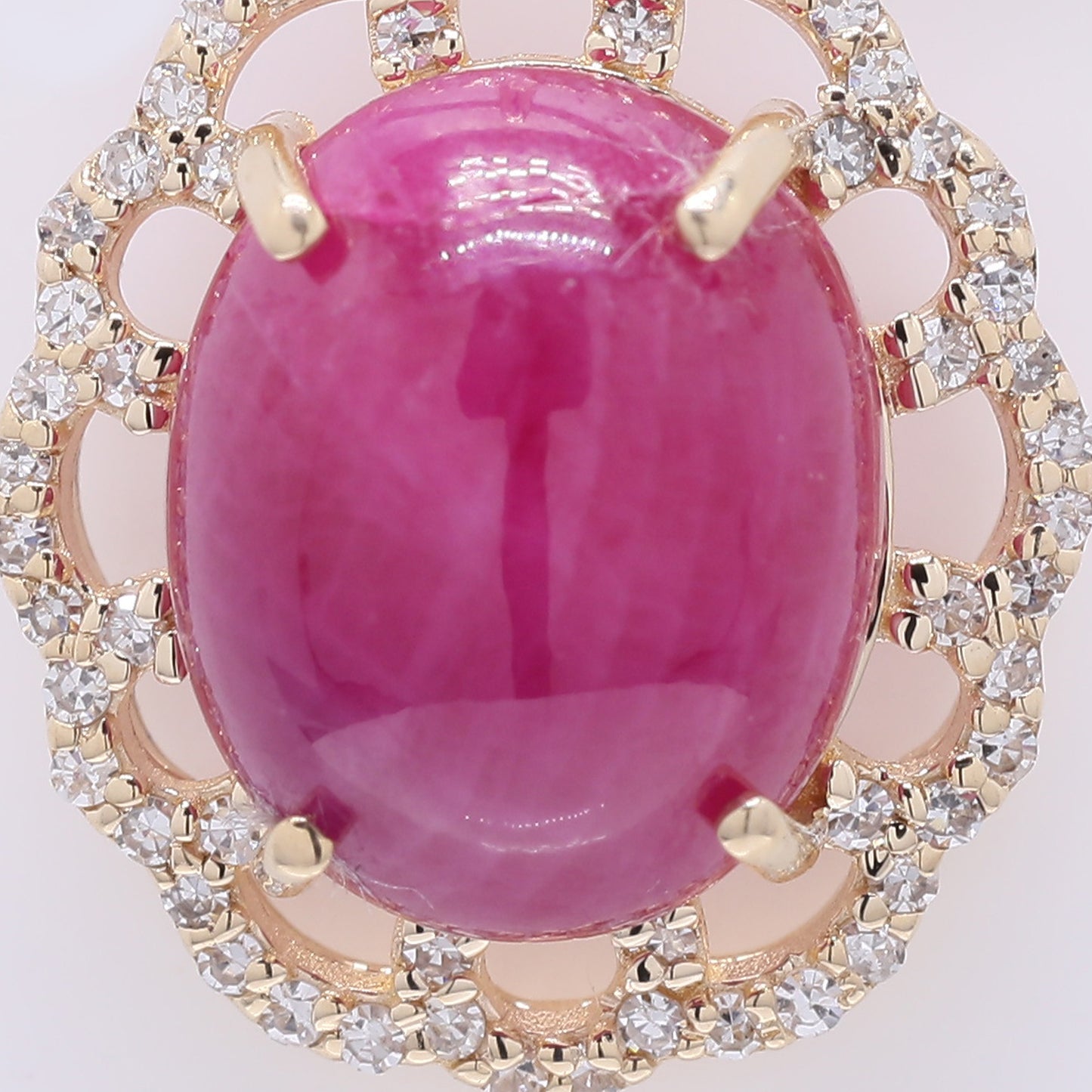 7.06 Ct Oval Cabochon Cut Natural Ruby 14K Gold Pendant