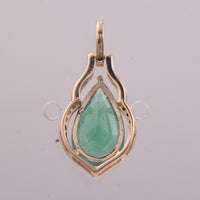 1.95 Ct Pear Mixed Cut Natural Emerald 14K Gold Pendant