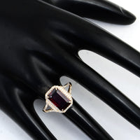 3.25 Ct Emerald Cut Natural Tourmaline 14K Gold Ring