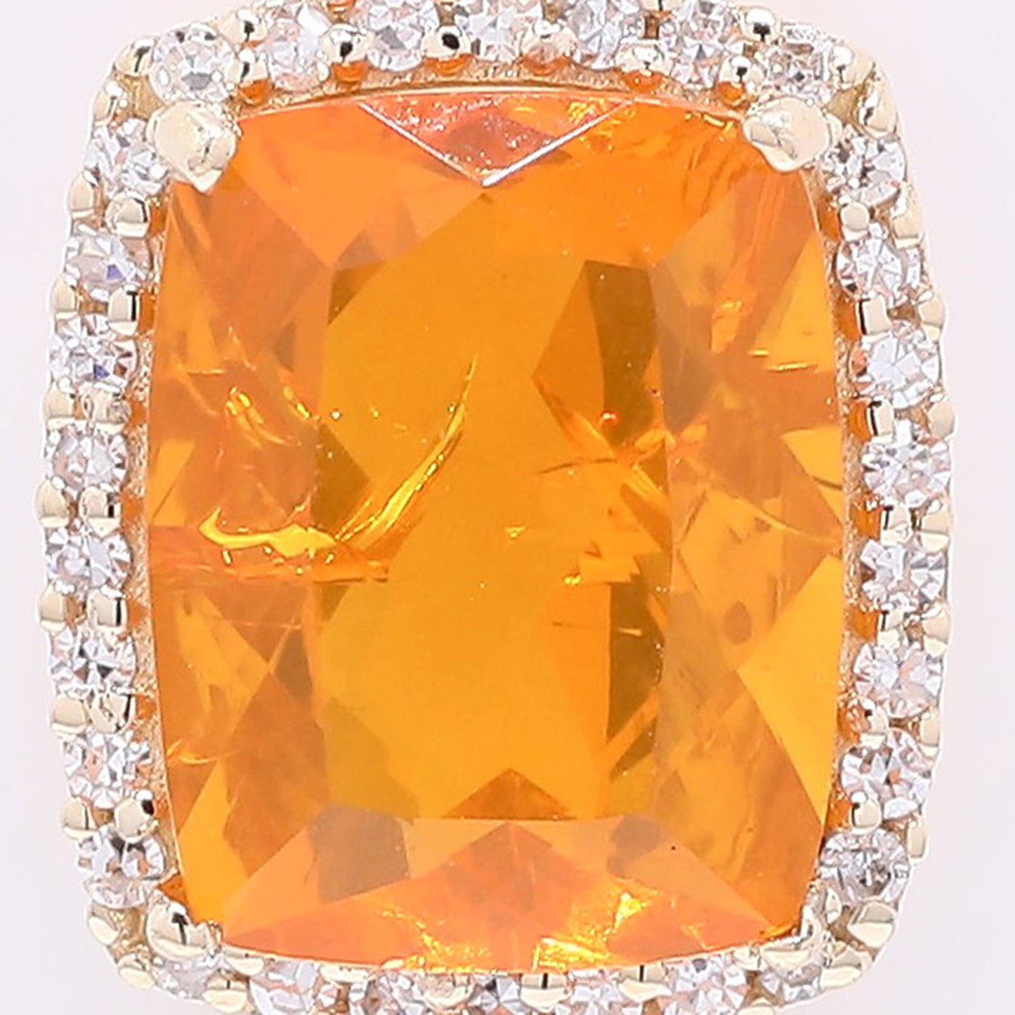 1.64 Ct Cushion Mixed Cut Natural Fire Opal 14K Gold Pendant