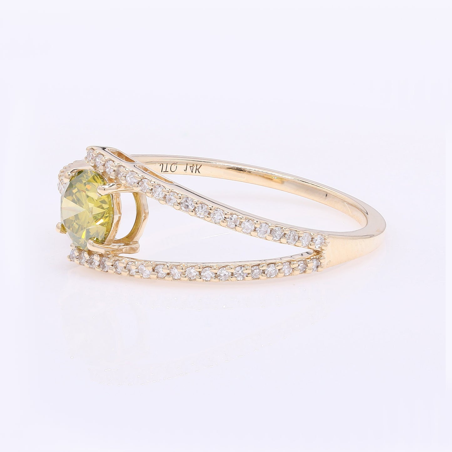 0.66 Ct Round Yellow Diamond 14K Gold Ring