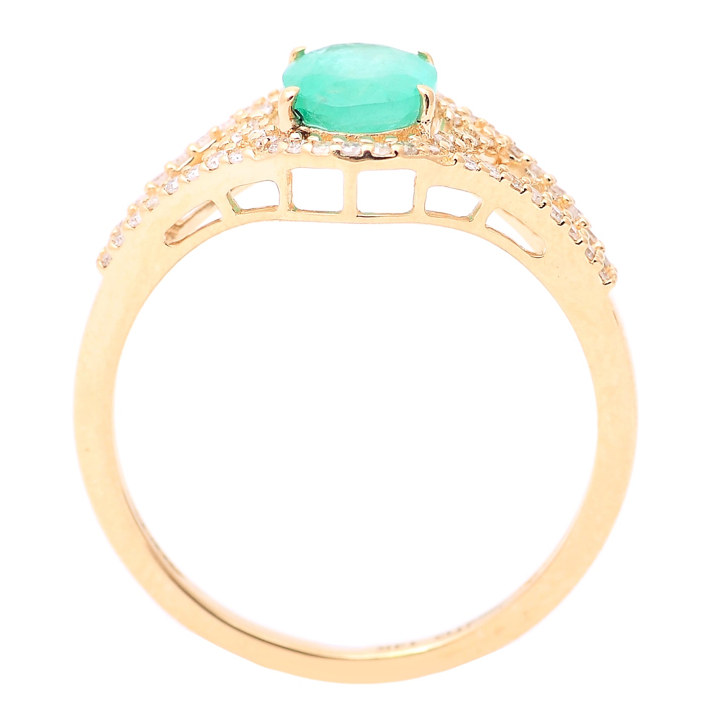 1.09 Ct Oval Mixed Cut Natural Emerald 14K Gold Ring