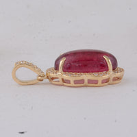 3.66 Ct Oval Tourmaline 9K Gold Pendant