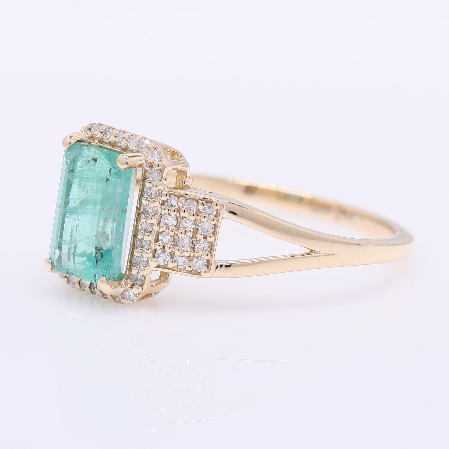 1.31 Ct Octagon Step Cut Natural Emerald 14K Gold Ring